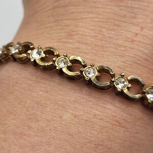 14K Gold Plated Estate Tennis Bracelet 7.5in